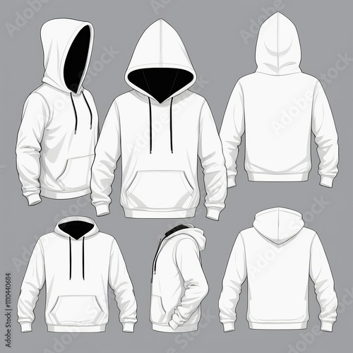 white Hoodie, Blank Front and Back Side Mockup photo