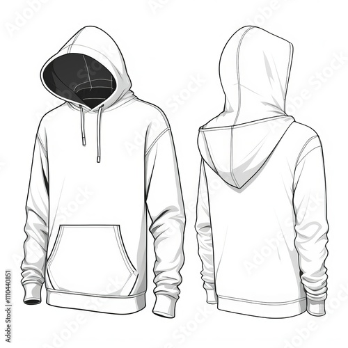 white Hoodie, Blank Front and Back Side Mockup photo