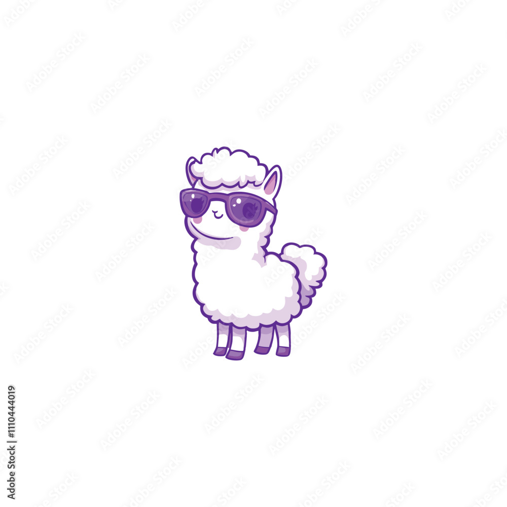 Cool Cartoon Llama Illustration Sporting Stylish Sunglasses on a Minimalist White Background Cool Cartoon Llama Illustration Sporting Stylish Sunglasses on a Minimalist White Background