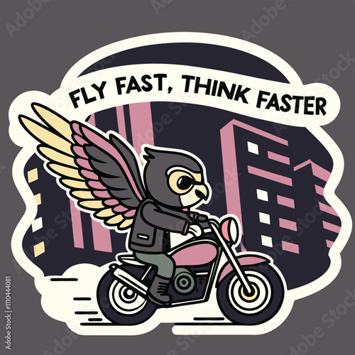 Adobe Illustrator Artwork, a person on a motorcycle with wings like fast fast fast.