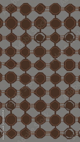 Brown Octagon pattern hand drawn design on Green background illustration