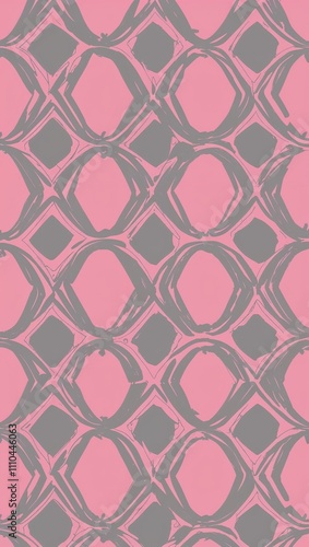 Gray Diamond pattern hand drawn design on Pink background illustration