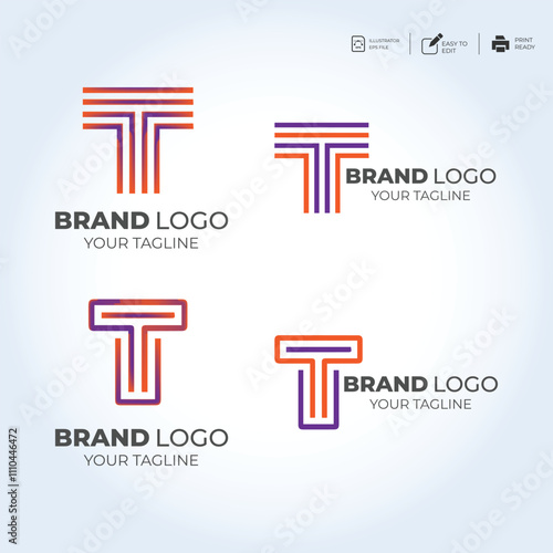 vector T Letter minimalist creative business company Logo Design Free Icon photo