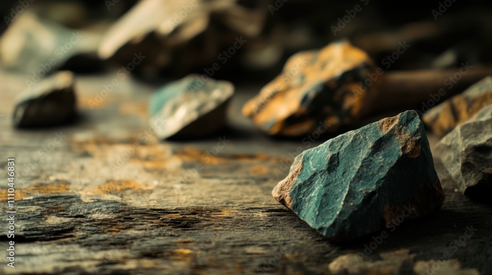 Close-up of ancient stone tools, sharp flint knives, and polished axes on a weathered wooden surface, symbolizing prehistoric craftsmanship and the dawn of human ingenuity.. Close-up of ancient stone tools, sharp flint knives, and polished axes on a weathered wooden surface, symbolizing prehistoric craftsmanship and the dawn of human ingenuity..