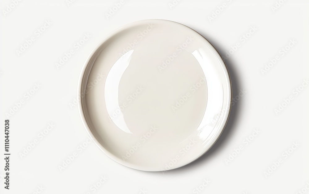 Single White Plate A minimalist, perfectly round ceramic plate with a glossy finish and a thin rim, centered on a white background.