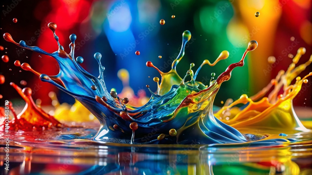 Vivid Splashes of Liquid Paint Captured in Motion: A Stunning Display of Colorful Paints Colliding and Creating Abstract Art in a Dynamic and Vibrant Environment Vivid Splashes of Liquid Paint Captured in Motion: A Stunning Display of Colorful Paints Colliding and Creating Abstract Art in a Dynamic and Vibrant Environment