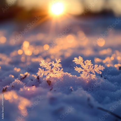 Wallpaper Mural Stunning Sunset Snowflakes: Winter Wonderland at Golden Hour Torontodigital.ca