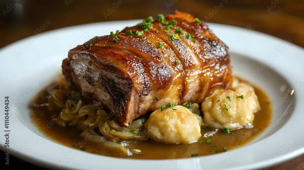 Roasted Pork Shoulder With Crispy Skin Served With gravy Roasted Pork Shoulder With Crispy Skin Served With gravy