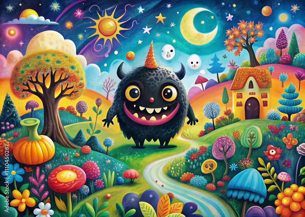 Whimsical 2D Spooky Monster Illustration for Children’s Projects and Creative Designs Whimsical 2D Spooky Monster Illustration for Children’s Projects and Creative Designs