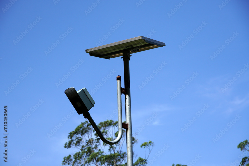 Solar Light with LED Lightening with blue sky background. Solar Light with LED Lightening with blue sky background.