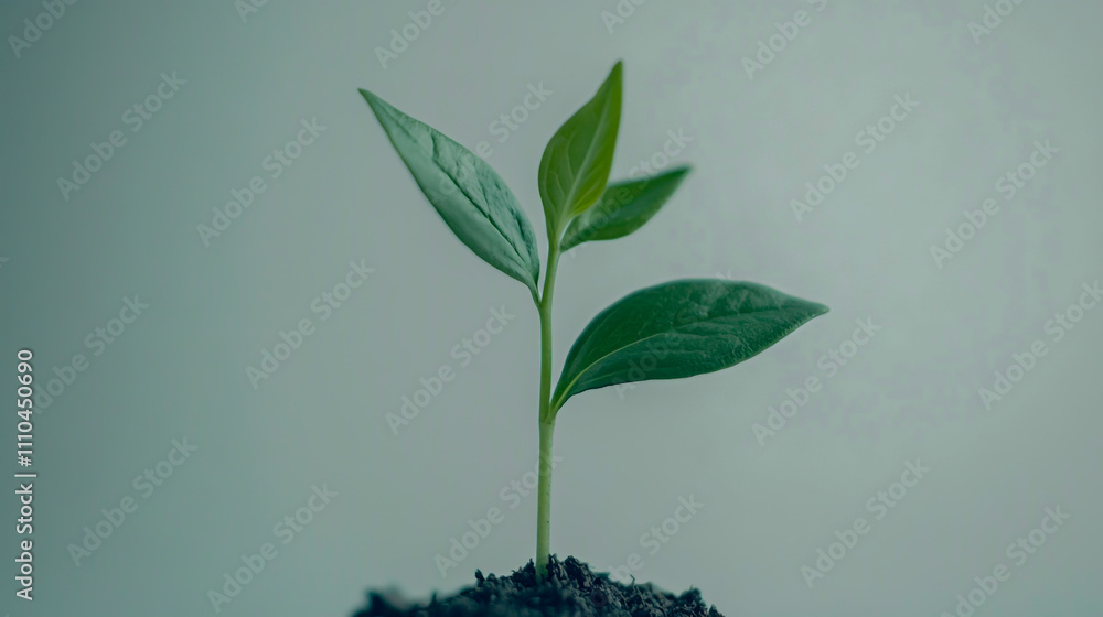 Fresh young plant sprout emerging from soil, isolated on a white background, symbolizing growth and renewal Fresh young plant sprout emerging from soil, isolated on a white background, symbolizing growth and renewal