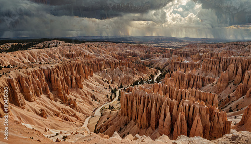 Paysage époustouflant du Bryce Canyon sous un ciel orageux photo