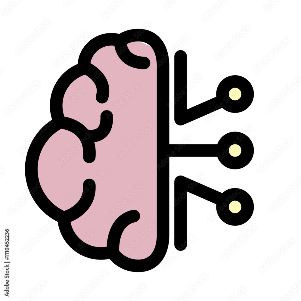 Brain network symbol - artificial intelligence icon. Brain network symbol - artificial intelligence icon.