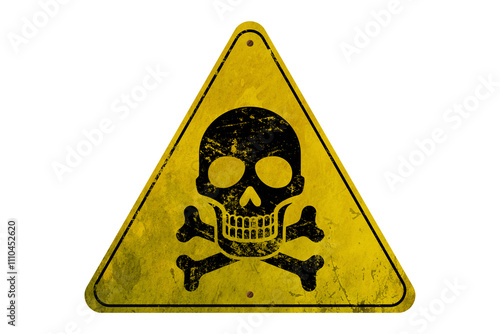 Cuadro en lienzo Set of signs warning of the danger of high voltage with a skull on yellow danger warning sign