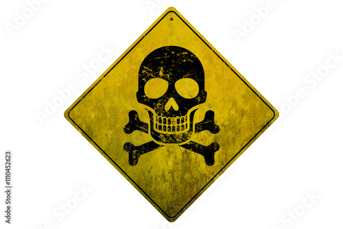 Fotografie Set of signs warning of the danger of high voltage with a skull on yellow danger warning sign