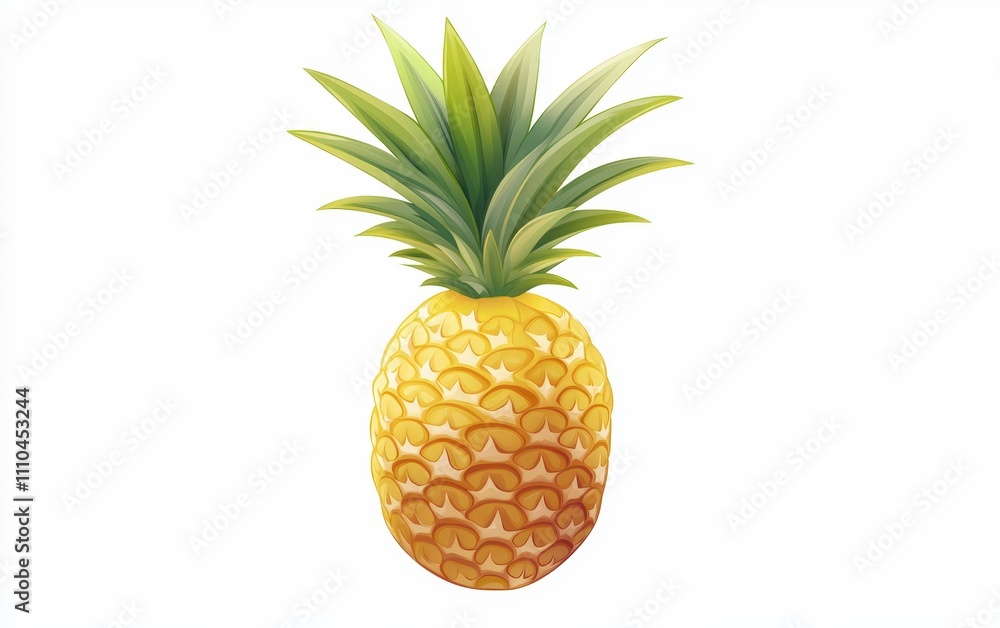 Fresh Pineapple A perfectly ripe pineapple with a vibrant golden body and green leaves, standing upright on a white background. Fresh Pineapple A perfectly ripe pineapple with a vibrant golden body and green leaves, standing upright on a white background.