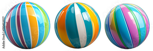 Free Download Colorful Striped Spheres 3D Render Abstract Background Shiny Texture Design Elements - GFXLoad