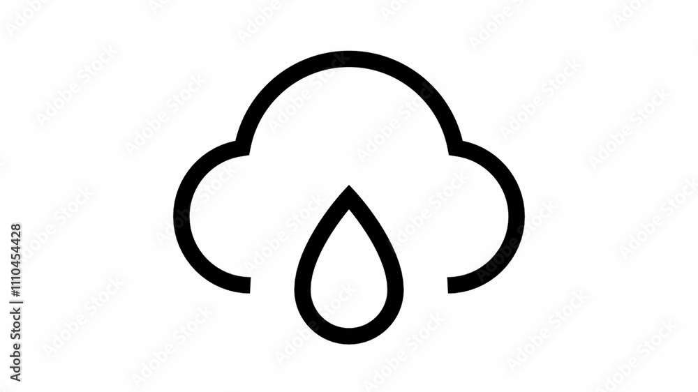 Cloud with rain - clean and modern weather icon motion design.