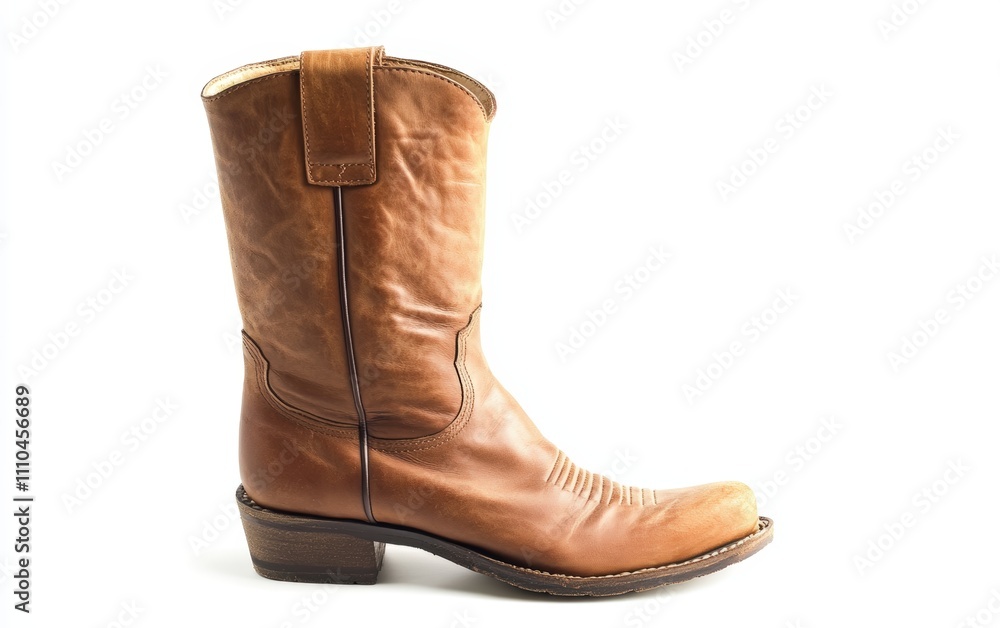 Pair of Leather Boots A single, stylish leather boot with a rugged sole, standing on a white background. Pair of Leather Boots A single, stylish leather boot with a rugged sole, standing on a white background.