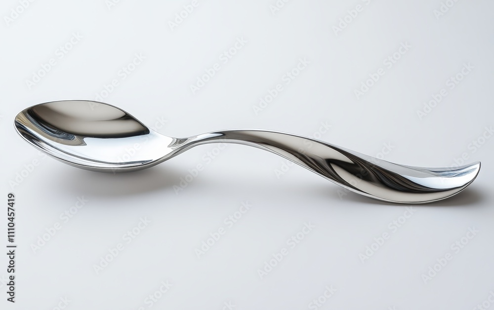Silver Spoon A simple yet elegant silver spoon with a shiny finish and clean lines, lying diagonally on a white background. Silver Spoon A simple yet elegant silver spoon with a shiny finish and clean lines, lying diagonally on a white background.