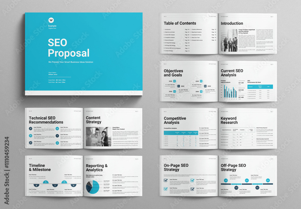 SEO Proposal Template Design Layout Landscape Stock Template | Adobe Stock