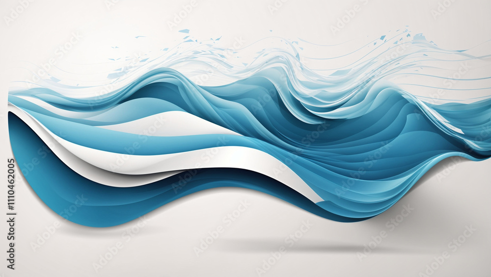Abstract elegant blue wave design with realistic shadow Abstract elegant blue wave design with realistic shadow