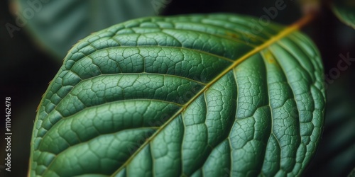 A close-up shot of a leaf with intricate organic patterns, highlighting the beauty of natural technology, leaf, close-up, natural