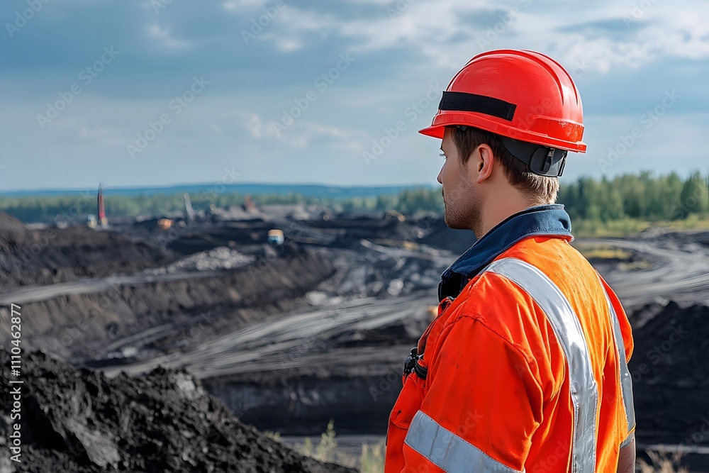 A mining engineer in a hard hat and safety gear inspecting a large open-pit mine, symbolizing the scale and complexity of mineral extraction. A mining engineer in a hard hat and safety gear inspecting a large open-pit mine, symbolizing the scale and complexity of mineral extraction.