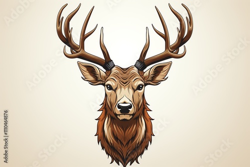 Majestic deer head with large antlers. photo