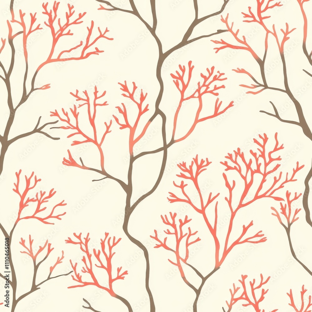 Softer Coral Branches Repeating Pattern Design Element Softer Coral Branches Repeating Pattern Design Element