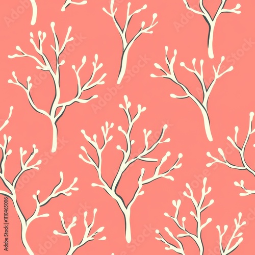 Soft Coral Branches Seamless Pattern for Modern Design photo