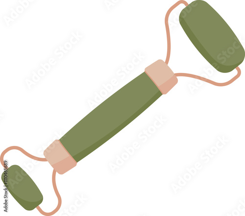 Gua sha tool for beauty and skincare with organic properties. Flat cartoon representation of a facial product. Ideal for promoting natural skincare routines and spa treatments.