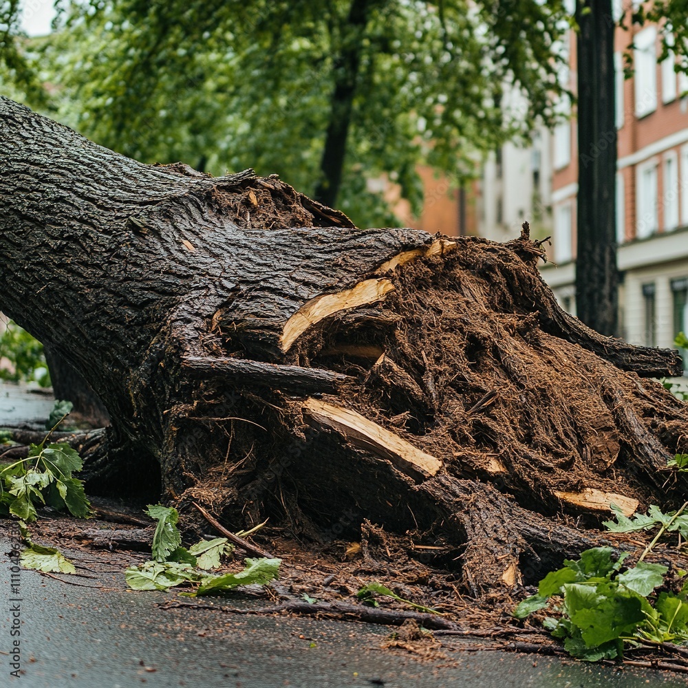 Fallen Tree with Exposed Roots After Storm/Tornado/Wind Fallen Tree with Exposed Roots After Storm/Tornado/Wind