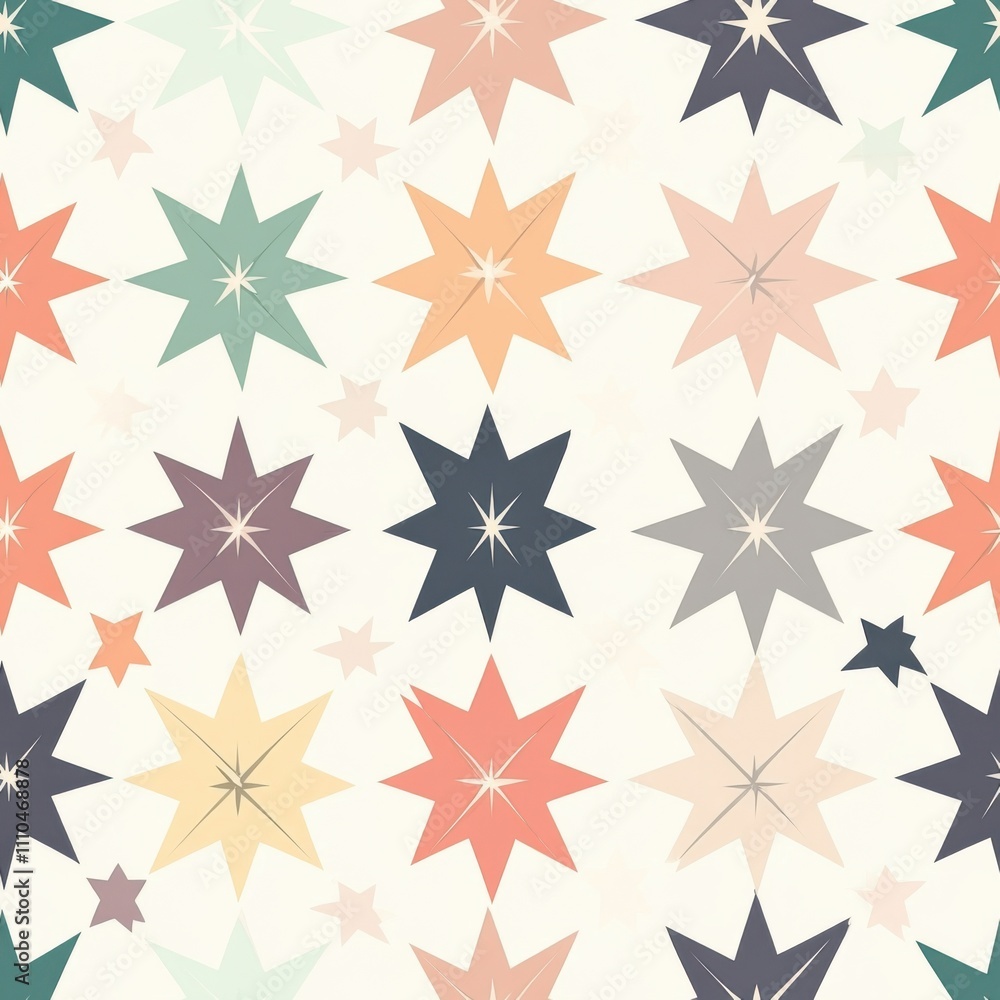 Soft Pastel Geometric Star Repeating Pattern Design Soft Pastel Geometric Star Repeating Pattern Design