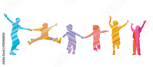 Vergnügen und Freude in einer Kindergruppe,  illustration,.eps