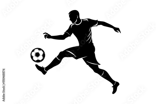 Soccer Player Silhouette Kicking Ball Perfect for Sports and Team Designs