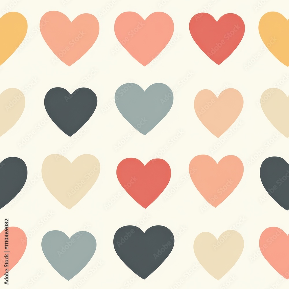 Soft Pastel Hearts Repeating Pattern Design Element Soft Pastel Hearts Repeating Pattern Design Element