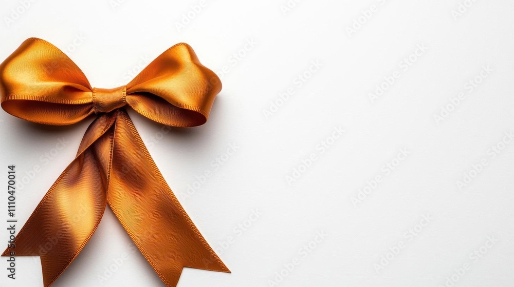 A photostock of a luxurious golden ribbon curled elegantly, placed on a clean white background, perfect for festive and premium designs. High Quality A photostock of a luxurious golden ribbon curled elegantly, placed on a clean white background, perfect for festive and premium designs. High Quality