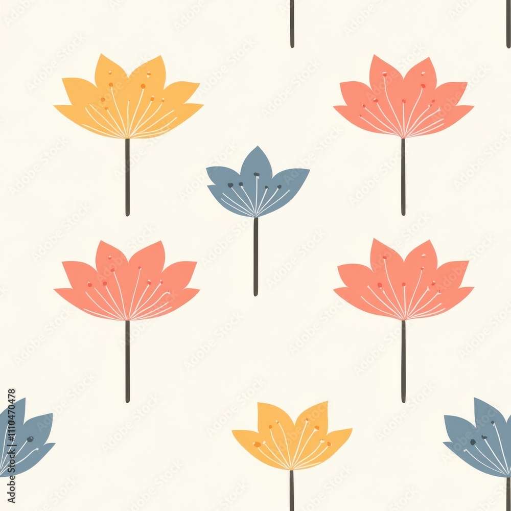 Soft Pastel Lotus Pods Repeating Pattern Design Soft Pastel Lotus Pods Repeating Pattern Design