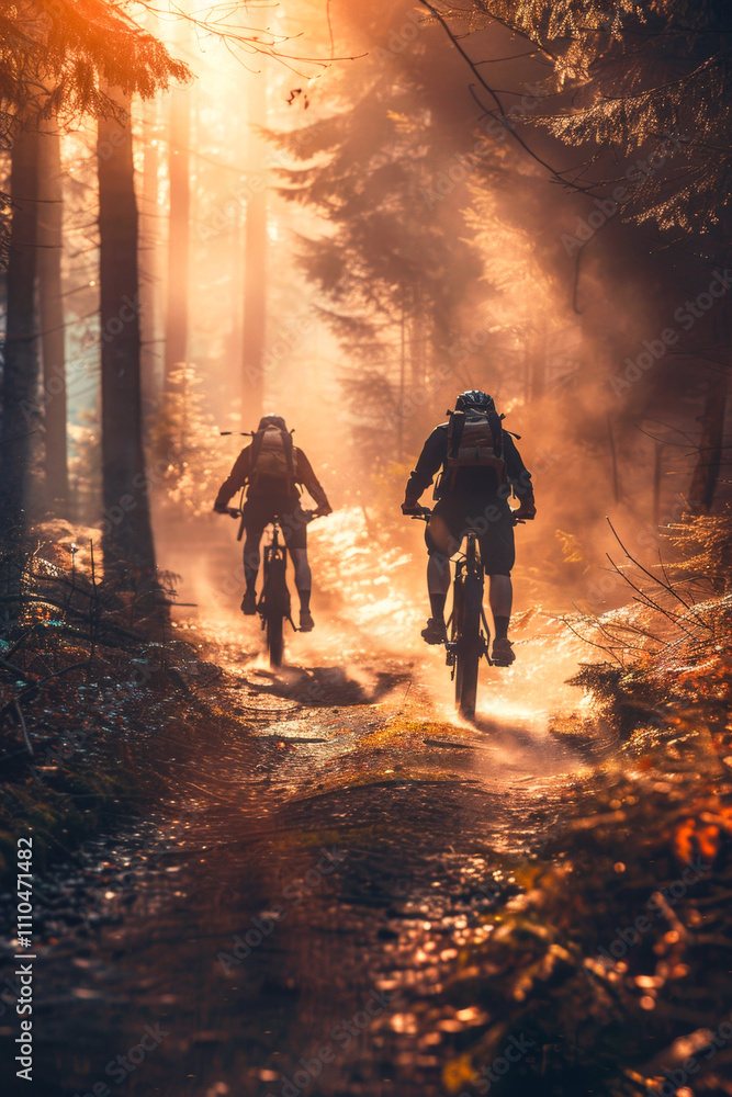 aggressive cyclist riding in the forest Generative AI aggressive cyclist riding in the forest Generative AI