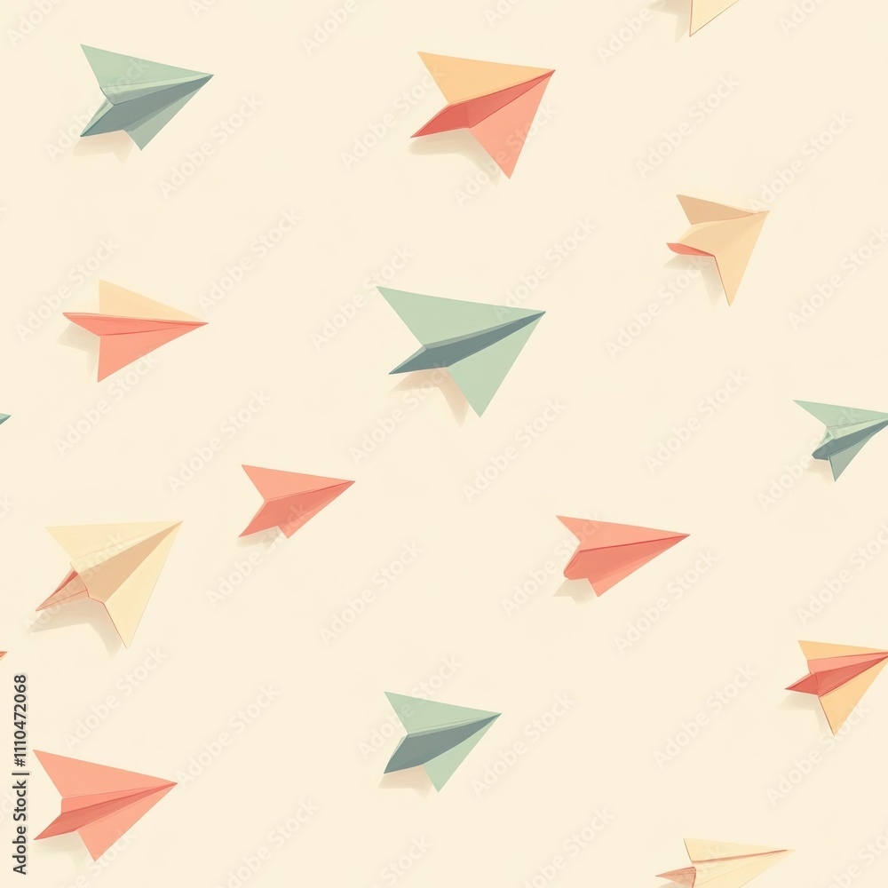 Soft Pastel Paper Airplanes Seamless Pattern Design Soft Pastel Paper Airplanes Seamless Pattern Design
