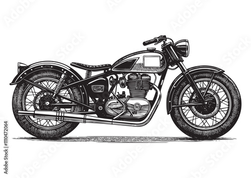 vintage retro motorcycle cafe racer bike engraving vector illustration