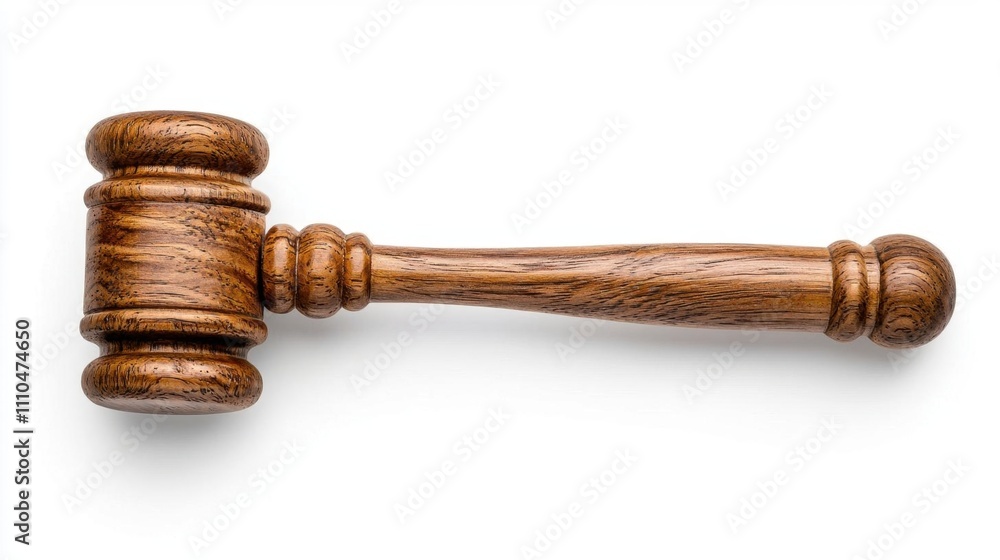 A photostock of a traditional gavel and sound block made of polished wood, isolated on a white background, authoritative and professional. High Quality A photostock of a traditional gavel and sound block made of polished wood, isolated on a white background, authoritative and professional. High Quality