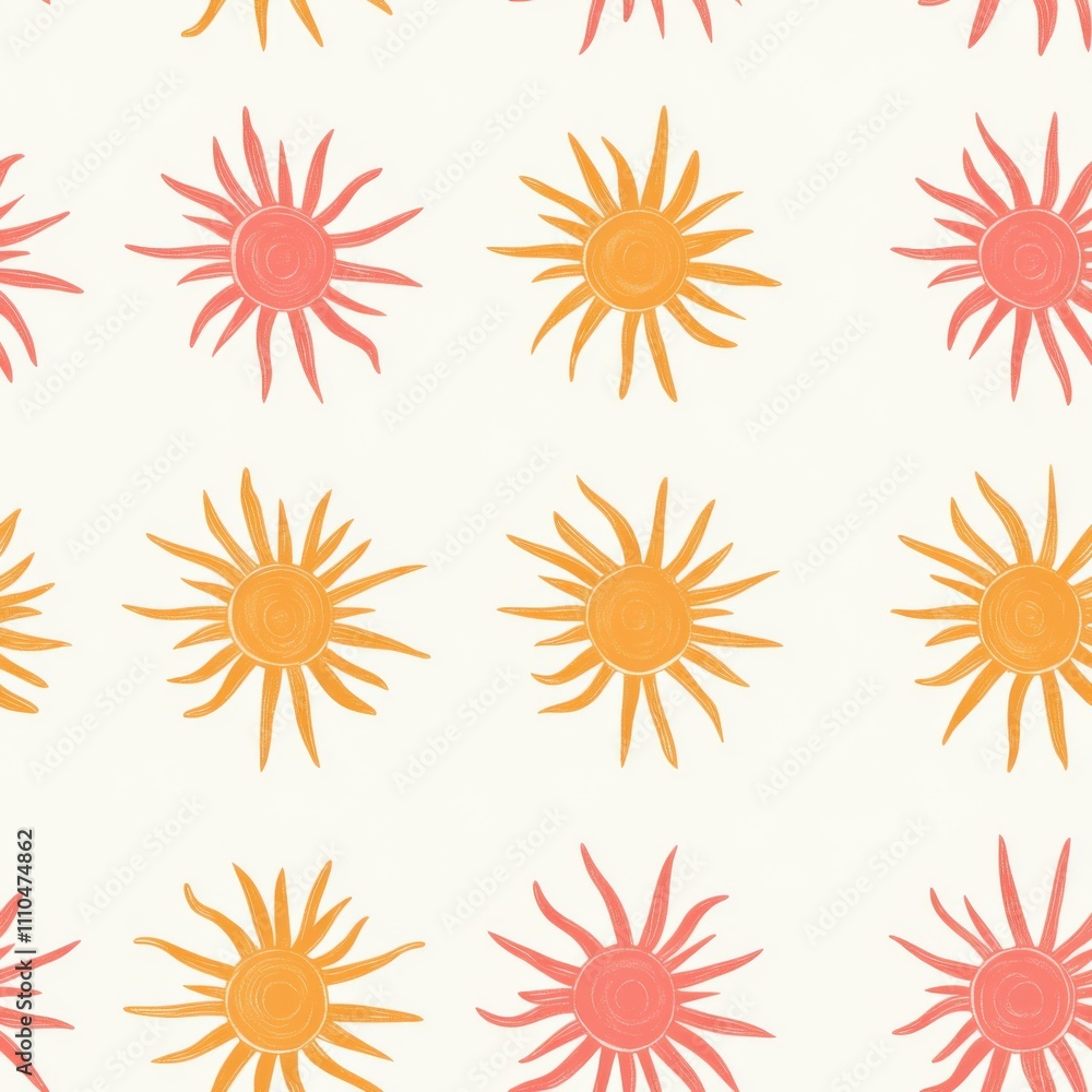 Soft Pastel Suns Seamless Repeating Pattern Design Soft Pastel Suns Seamless Repeating Pattern Design