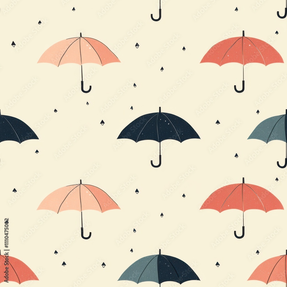 Soft Pastel Umbrella Motif Repeat Pattern Design Soft Pastel Umbrella Motif Repeat Pattern Design