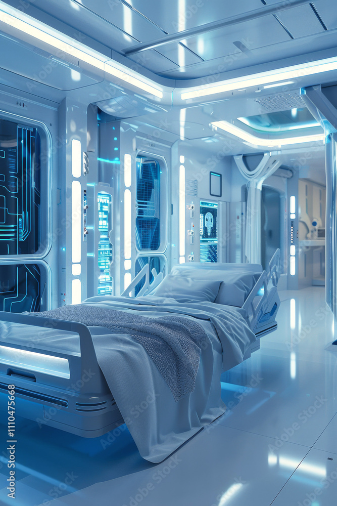 Obraz premium ward in the hospital of the future Generative AI