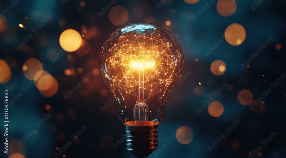 A light bulb glowing with connections inside, symbolizing innovation and inspiration in the digital world. A light bulb glowing with connections inside, symbolizing innovation and inspiration in the digital world.