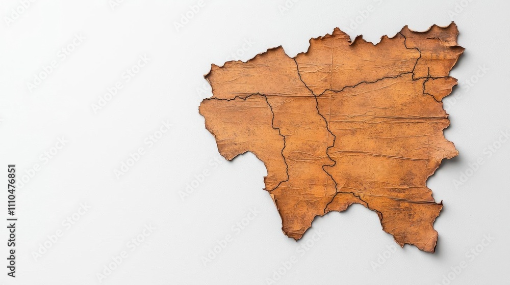 A photostock of an antique treasure map with aged, textured paper, isolated on a clean white background, mysterious and intriguing. High Quality A photostock of an antique treasure map with aged, textured paper, isolated on a clean white background, mysterious and intriguing. High Quality