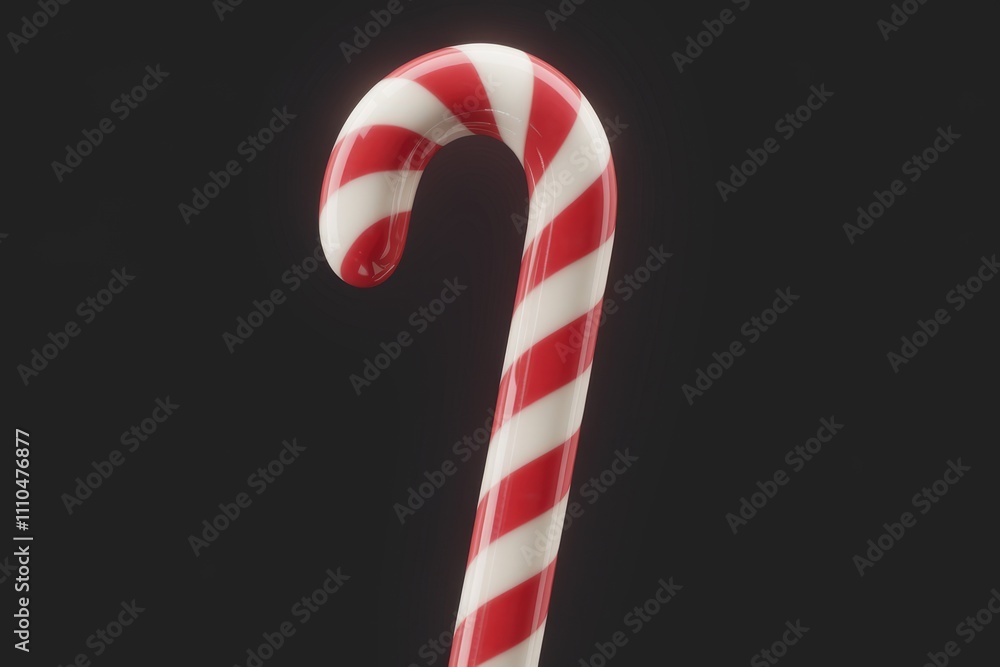 A classic red and white candy cane a sweet Christmas treat. A classic red and white candy cane a sweet Christmas treat.