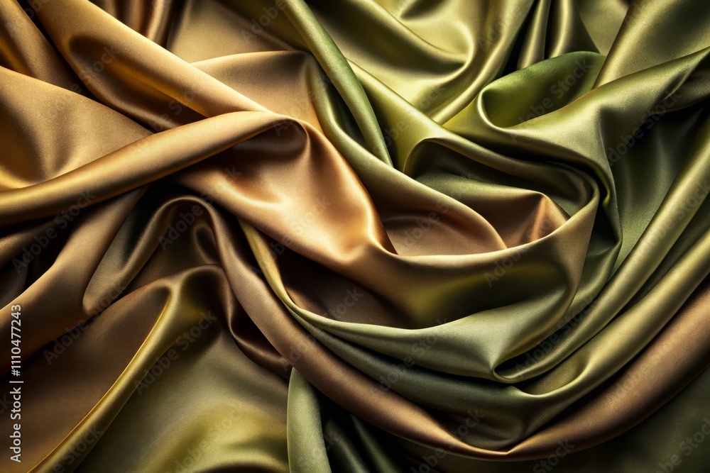 Obraz premium Elegant Khaki Green Brown Silk Satin Gradient Background for Text Design Featuring Light and Dark Shades with Matte Shimmer Drapery Fabric Texture Ideal for Army Military Themes